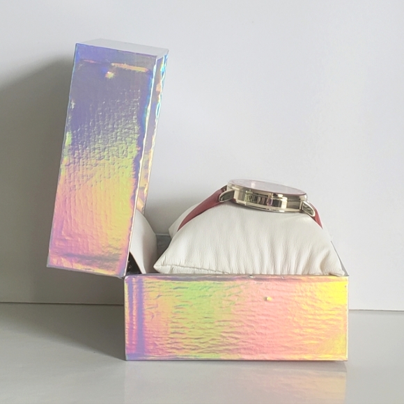 NEW NIB Juicy Couture Wrist Watch Black Label Red Goldtone Rhinestones - Picture 7 of 12